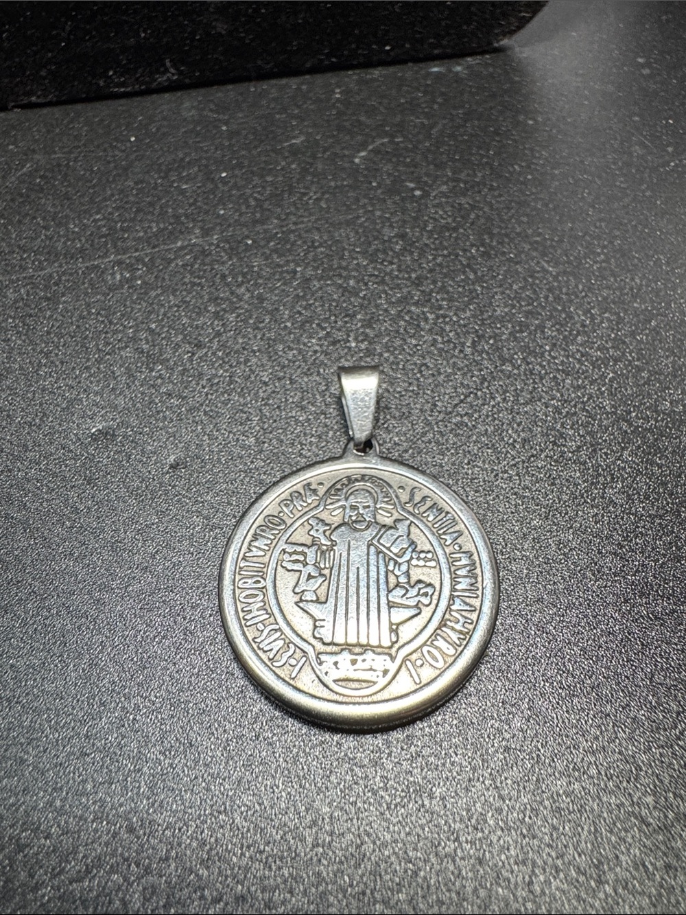Sterling Silver Saint Benedict Medal Pendant - Silver Tone
